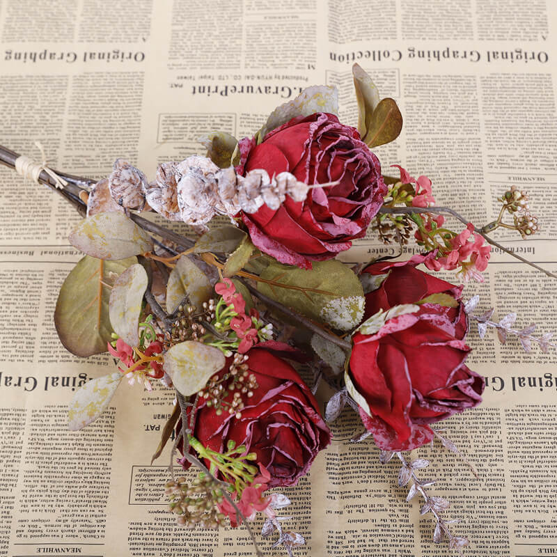 Retro Burnt Roses Artificial Flowers - 23''