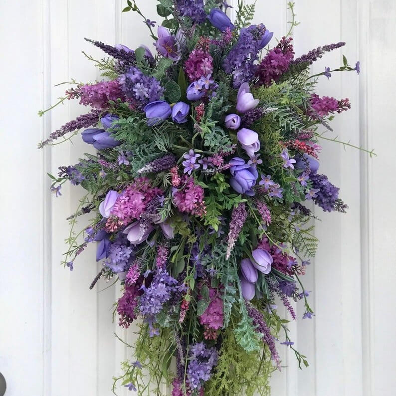 Spring Fake Purple Tulip Wreath