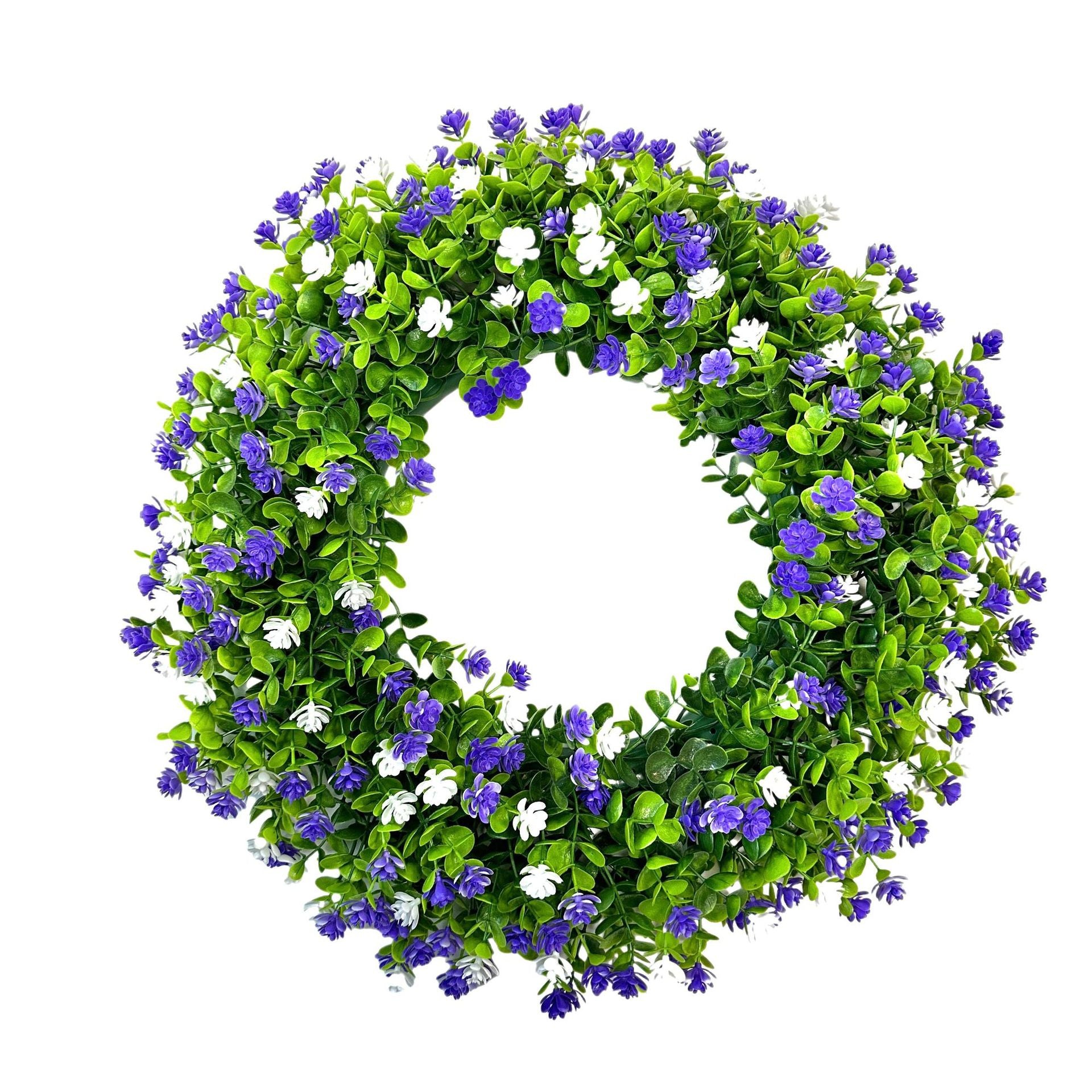 Purple & White Flowers Eucalyptus Wreath