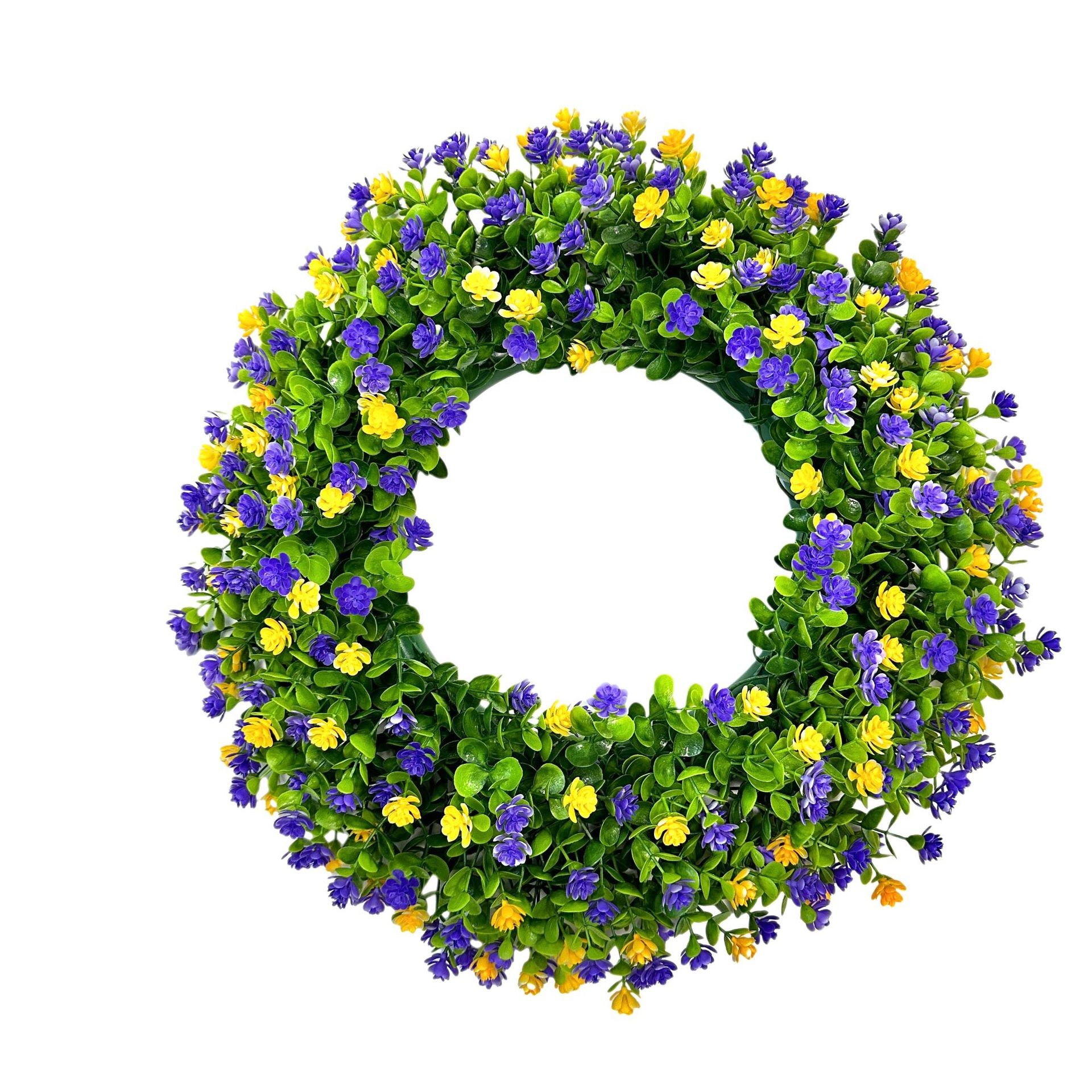 Purple & Yellow Flowers Eucalyptus Wreath