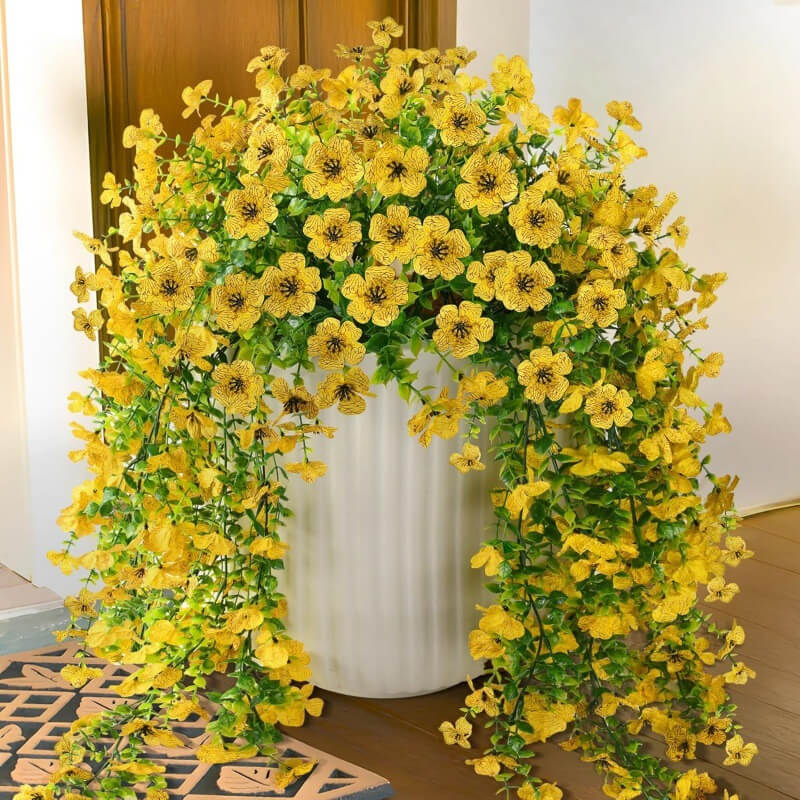 fake hanging flowers for outside
