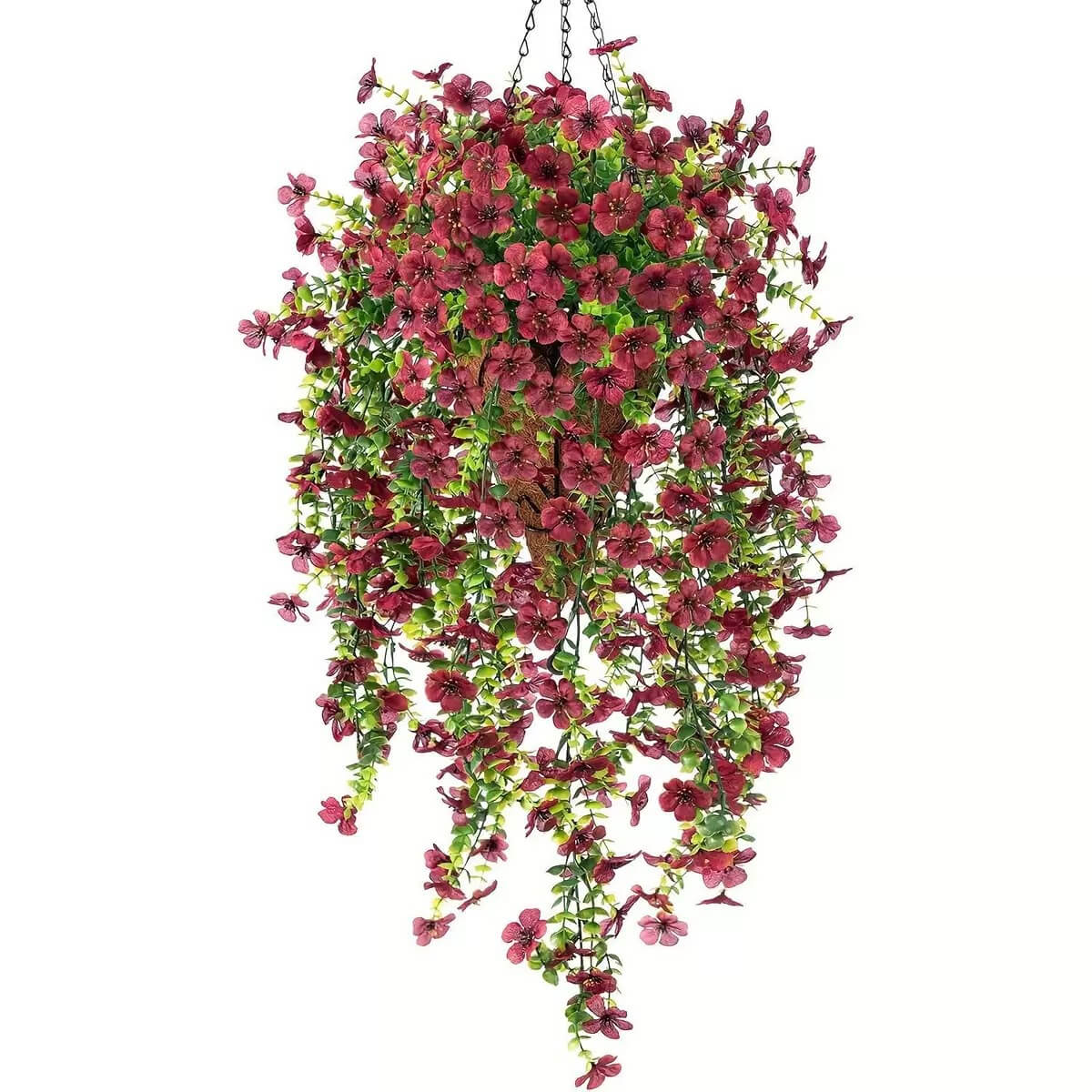 hanging flowers pink and purple