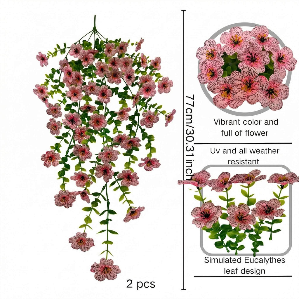 artificial hanging plants and flowers