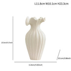Scalloped Petal-Rim Ceramic Vase