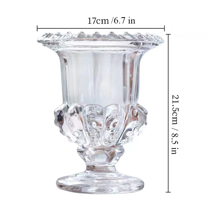 clear glass urn