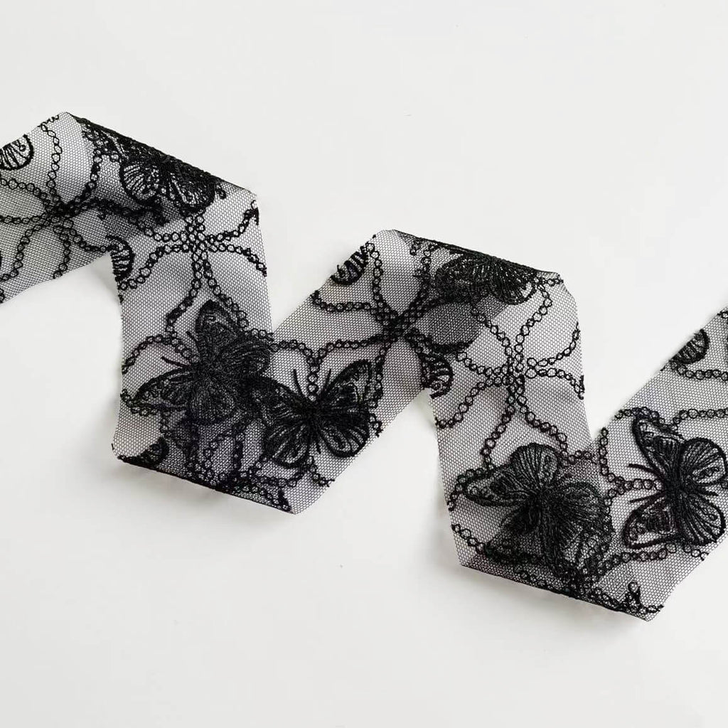 Black&White Lace Ribbon, 10 Yards