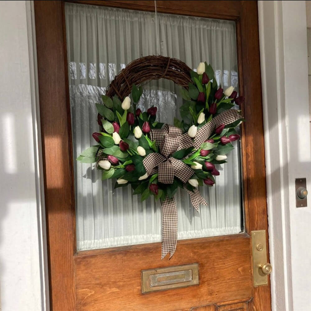 Faux Spring Tulip Bow Wreath
