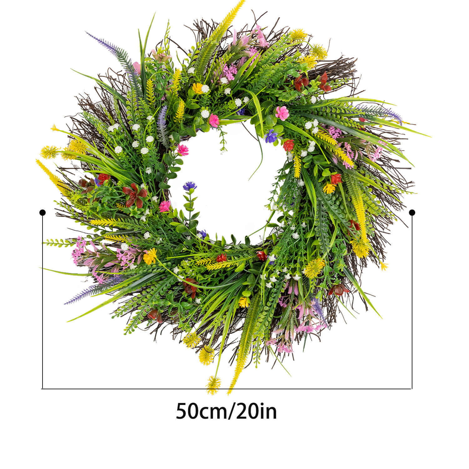 Colorful Spring Wildflower Artificial Wreath - 20"