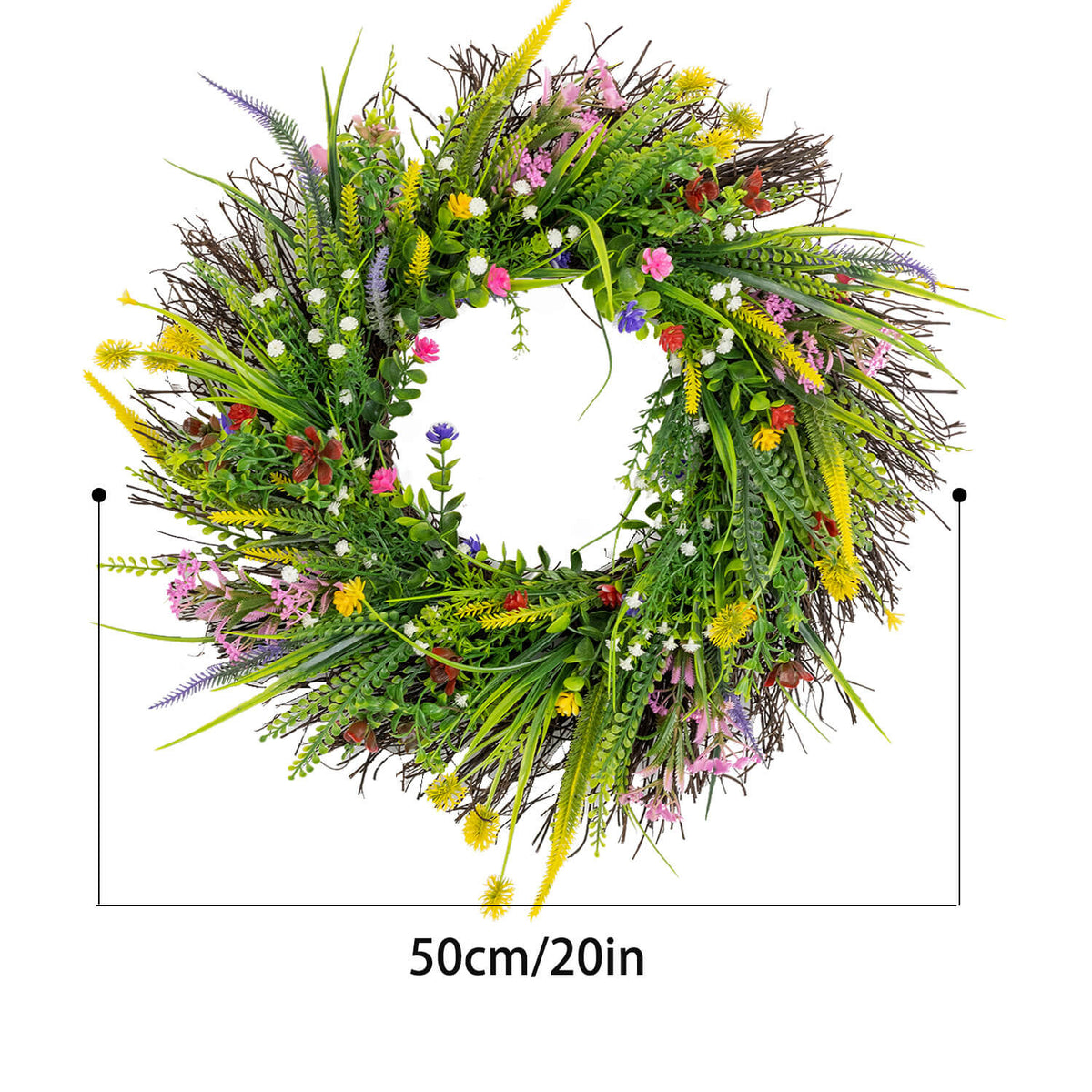 Colorful Spring Wildflower Artificial Wreath - 20"