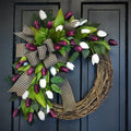 Faux Spring Tulip Bow Wreath