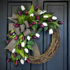 Faux Spring Tulip Bow Wreath