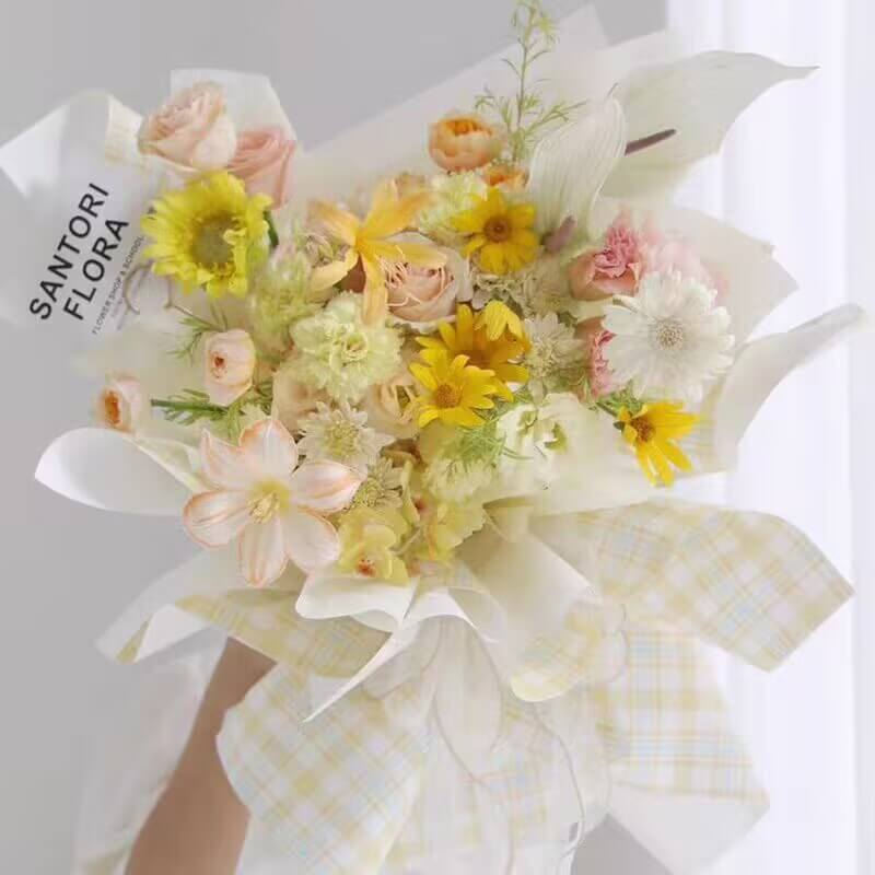 wrapping paper for flowers nearby