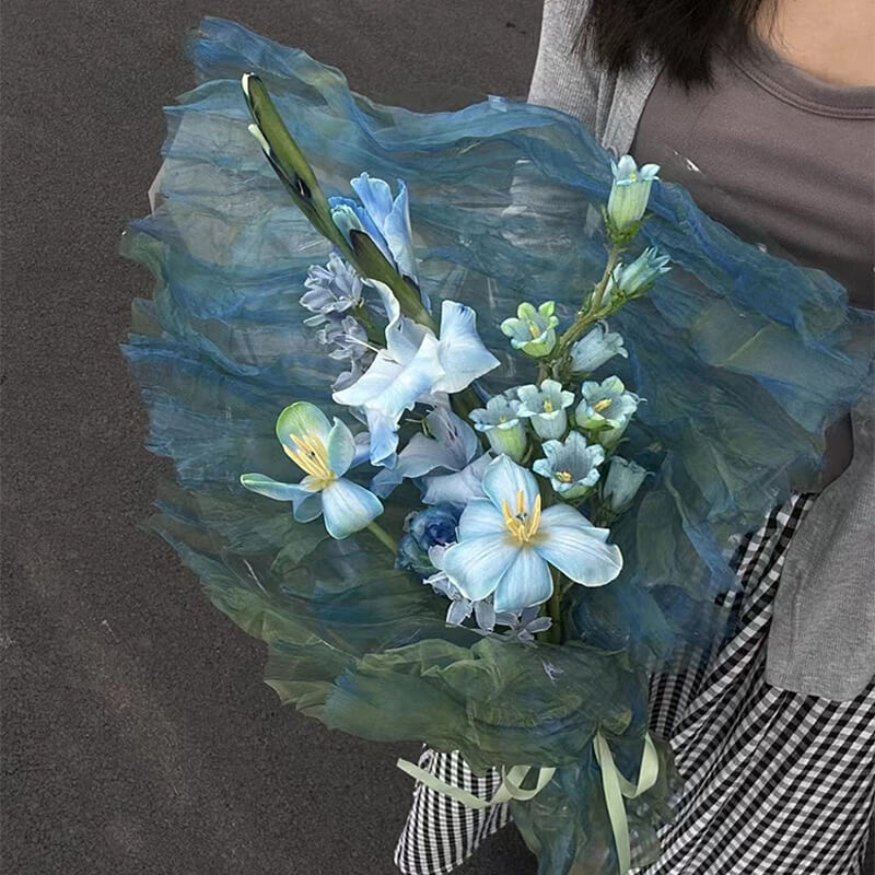blue floral wrapping paper