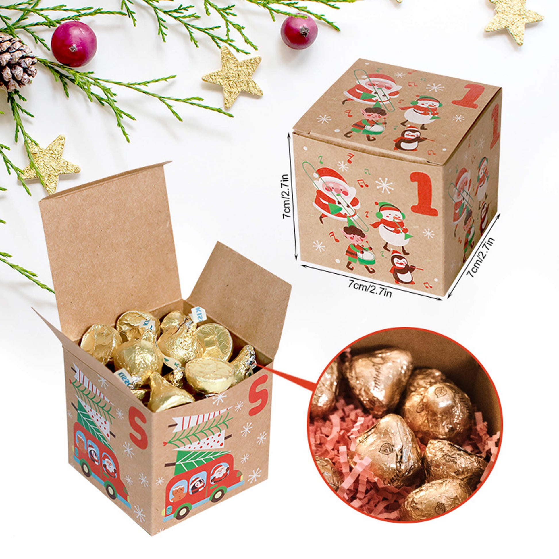 Christmas Advent Calendar Candy Box Party Gift Wrapping Paper Box