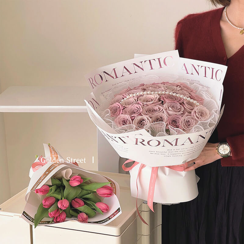 bouquet wrapped in paper name