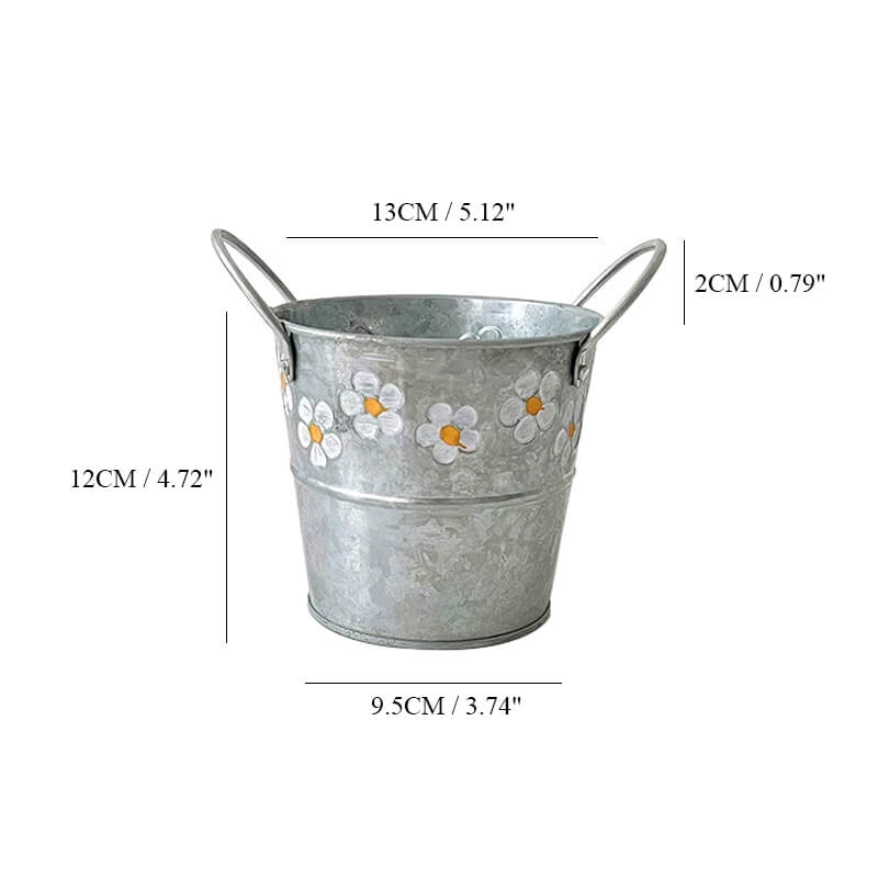 medium galvanized flower bucket for rustic garden decor