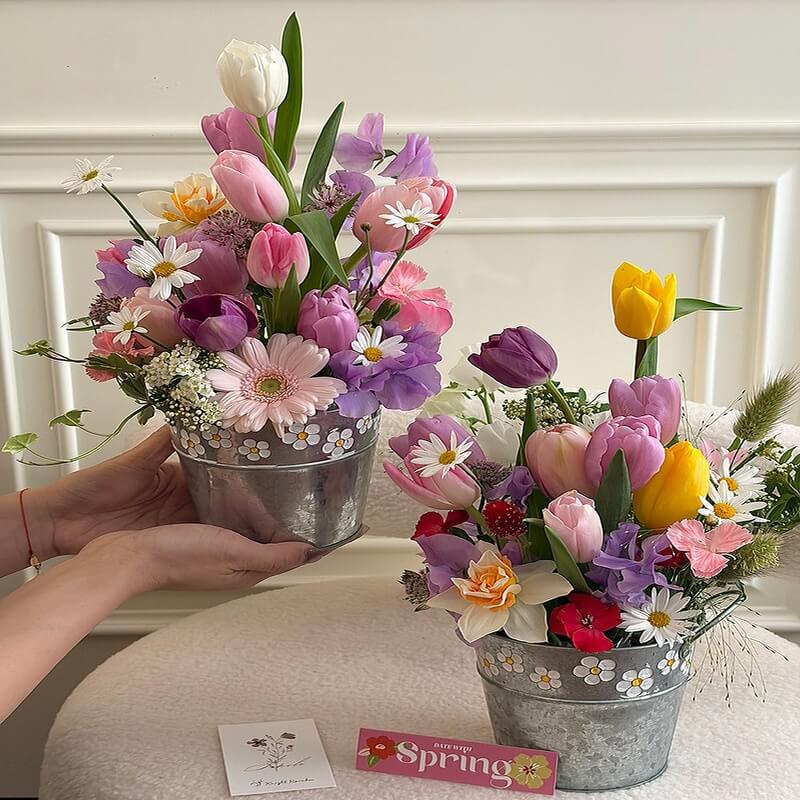 Galvanized Flower Buckets