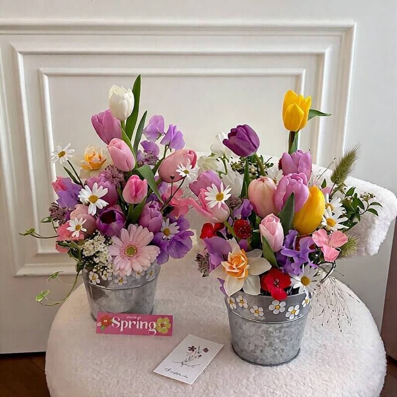 Galvanized Flower Buckets