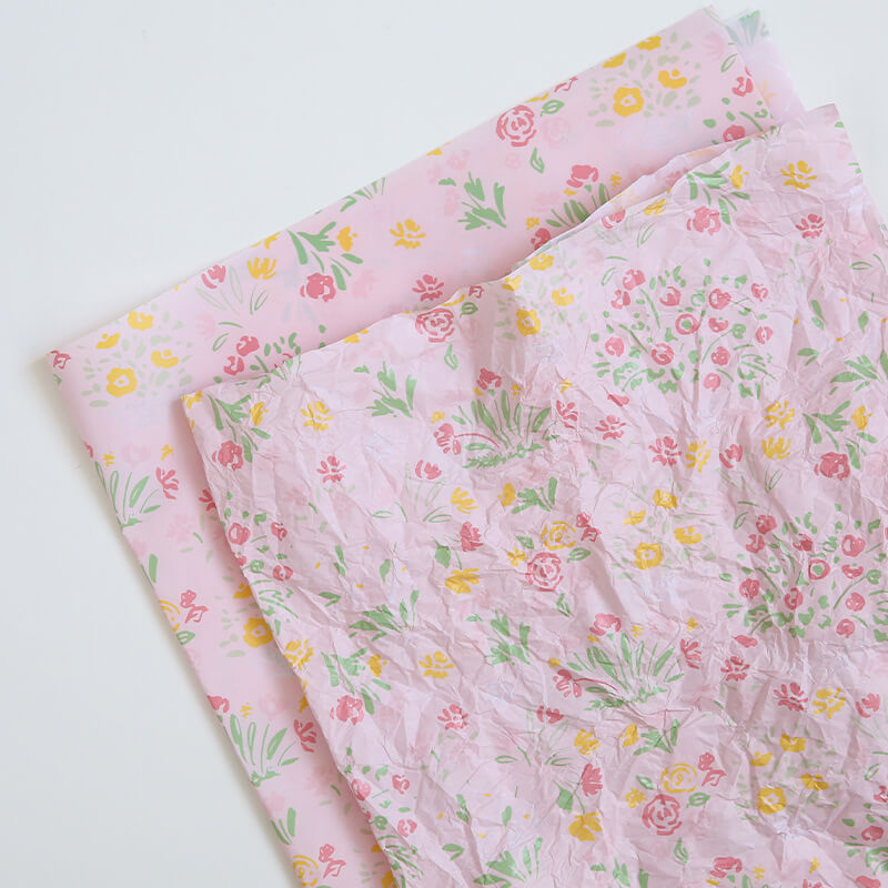 wrap flowers in tissue paper