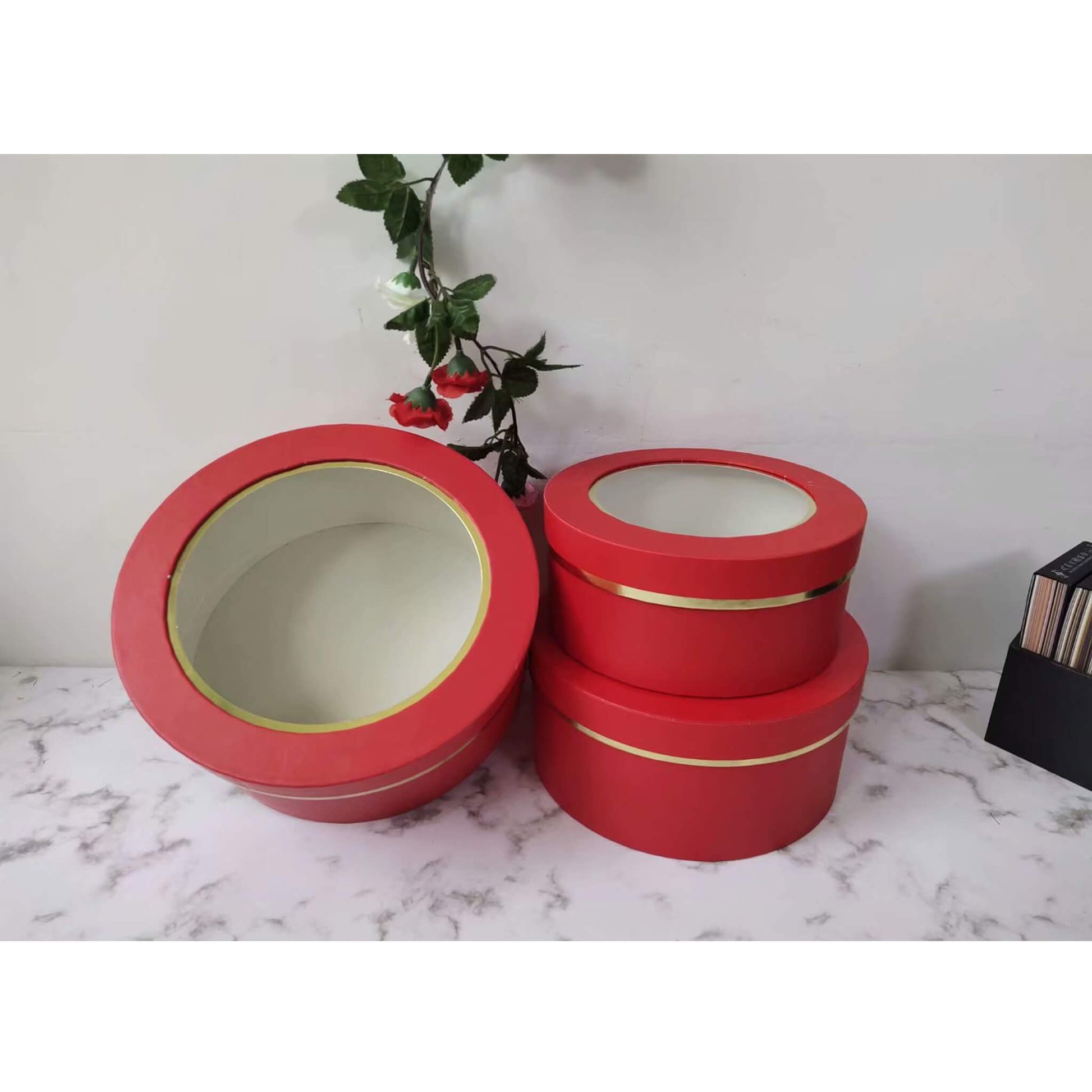 Set of 3pcs Plain Round Boxes