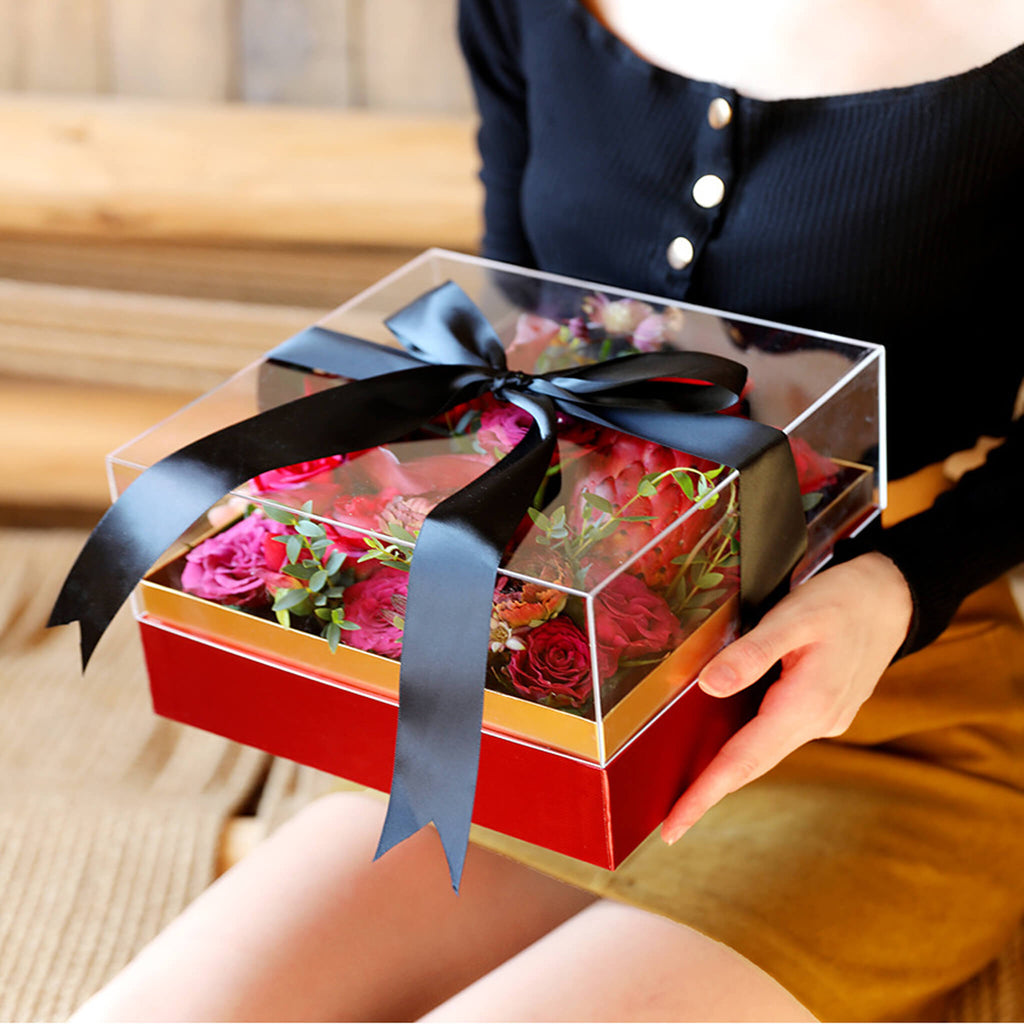 acrylic flower box with lid