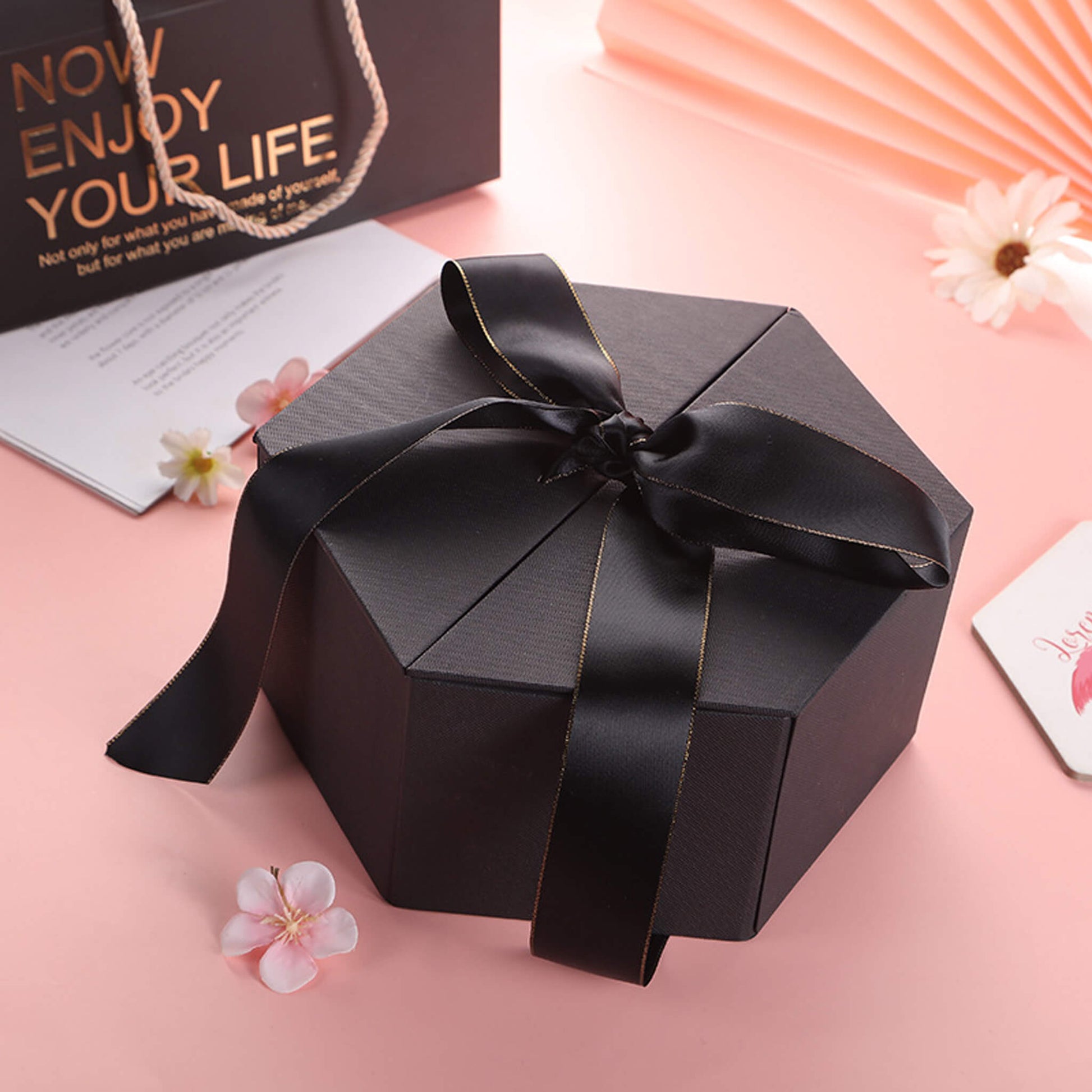 Black hexagon box