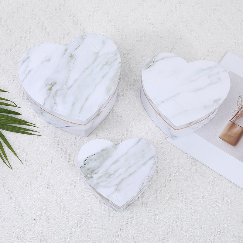 Heart Shaped Marble Boxes - Set of 3pcs