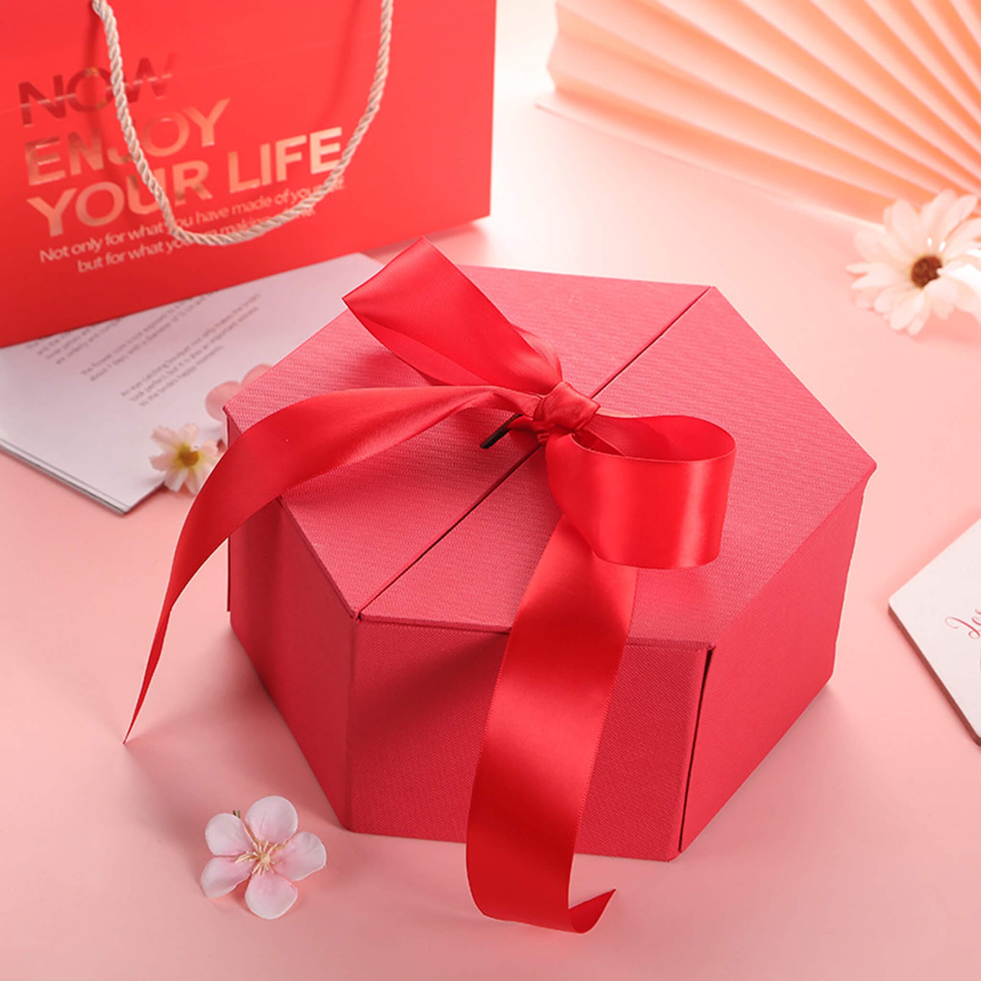 Red hexagon gift box