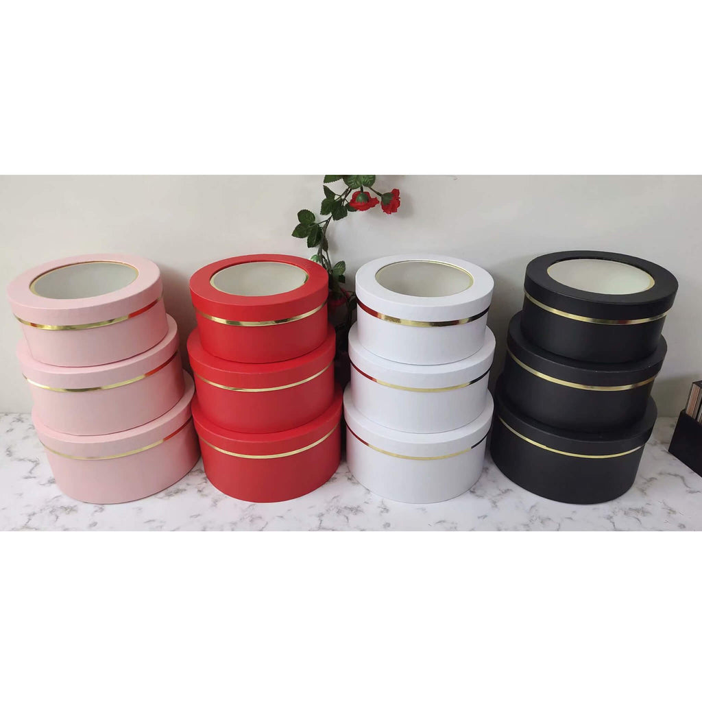 Set of 3pcs Plain Round Boxes