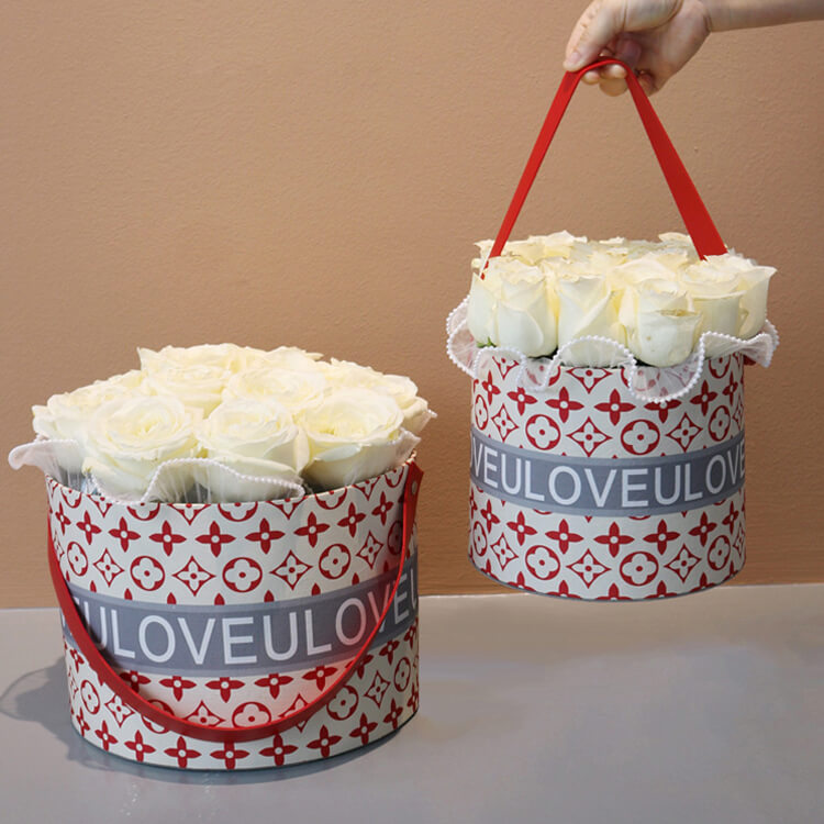 flower arrangements in a box