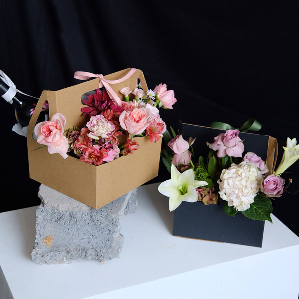 5pcs Coffee Tote Kraft Paper Flower Box