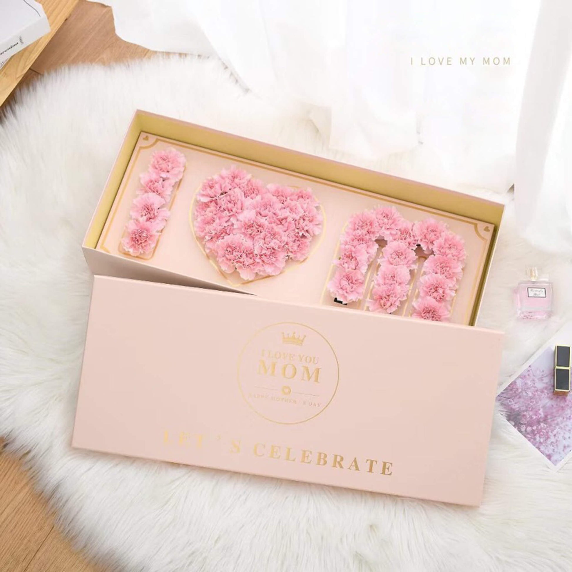 Mom Letter Flower Box I Love You Floral Gift Box, 12pcs